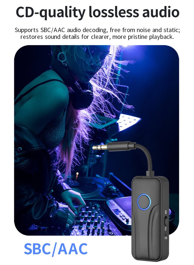  أورا سيليكت جهاز إرسال واستقبال صوت Bluetooth 6.0 بلوتوث 6.0 2 في 1، محول Aux مقاس 3.5 مم، وصلة مزدوجة، بطارية 18 ساعة، للتلفزيون/جهاز كمبيوتر شخصي/سيارة إلى سماعات رأس/مكبرات صوت لاسلكية - Image 4